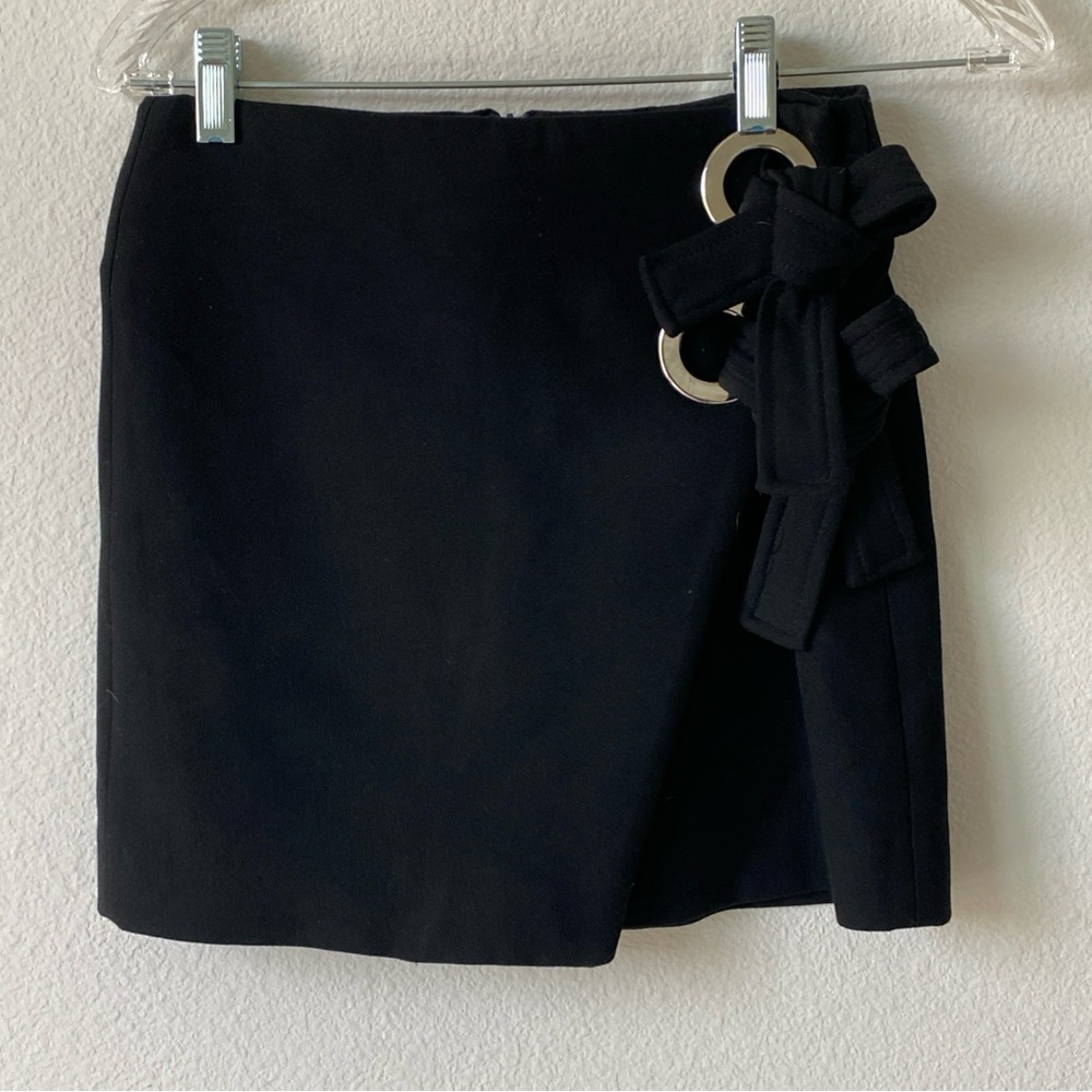 Zara Black Mini Skirt with Bow Accent